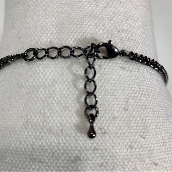 Necklace Long Black Silver Tone and Gold Tone - Picture 6 of 9